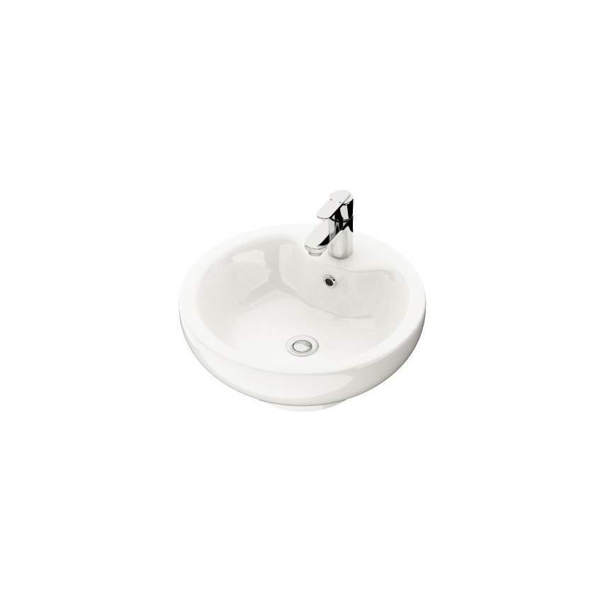 BATH DELUXE 06-045-11-11-00 - Uz virsmas uzstādāma izlietne DRAMMEN, diametrs 40,1 cm, keramika/spīdīgi balta