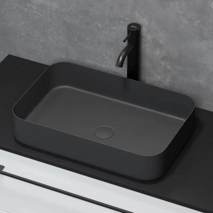 BATH DELUXE 06-052-18-02-00 - Uz virsmas uzstādāma izlietne LJORDAL 52x34 cm nerūsējošais tērauds/matēta melna