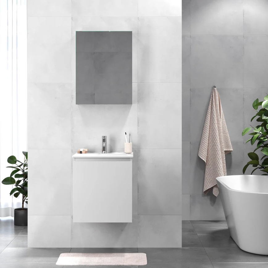 BATH DELUXE 09-050-63-01-01 - Vannas istabas skapītis ar izlietni KENWOOD 51 cm matēts balts