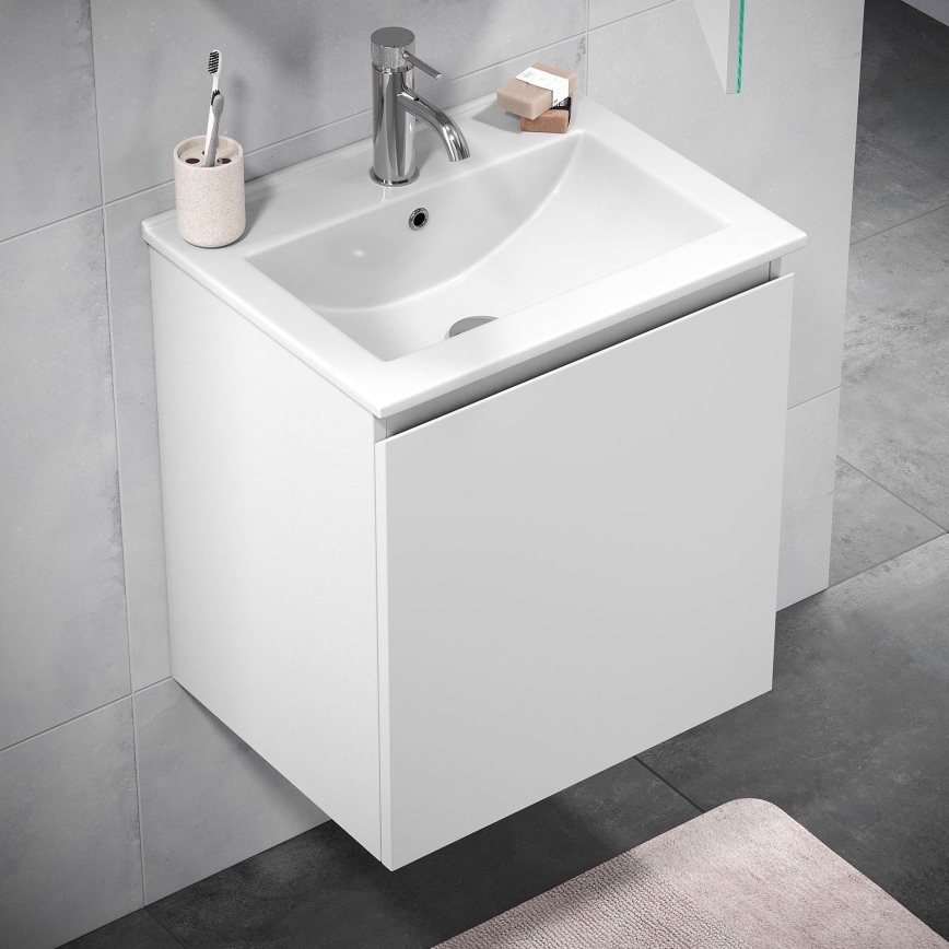 BATH DELUXE 09-050-63-01-01 - Vannas istabas skapītis ar izlietni KENWOOD 51 cm matēts balts