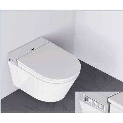 BATH DELUXE 21-040-02-11-00 - Pie sienas montējams tualetes pods ar bidē un tualetes poda vāku SoftClose TISVILDELEJE 1600W/230V balta + tālvadības pults