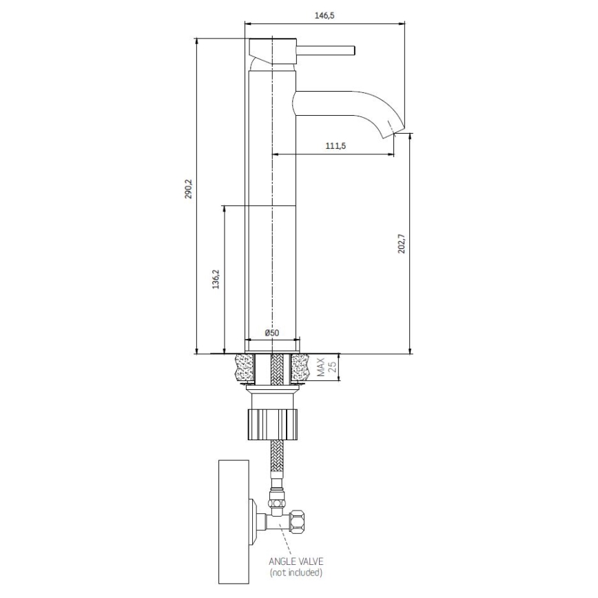 BATH DELUXE 28-005-02-64-00 - Izlietnes krāns DRAGOR 29 cm spīdīgs misiņš