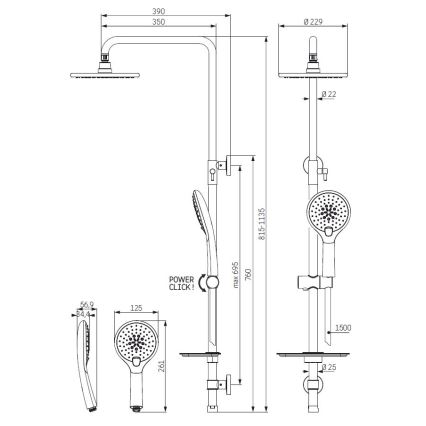 BATH DELUXE 31-120-02-02-00 - Dušas komplekts MARTOFTE matēts melna