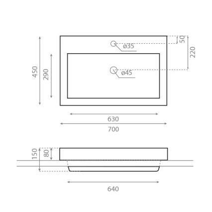 Bathco 0023 - Iebūvējama izlietne MANCHESTER 70x45 cm porcelāns/balta