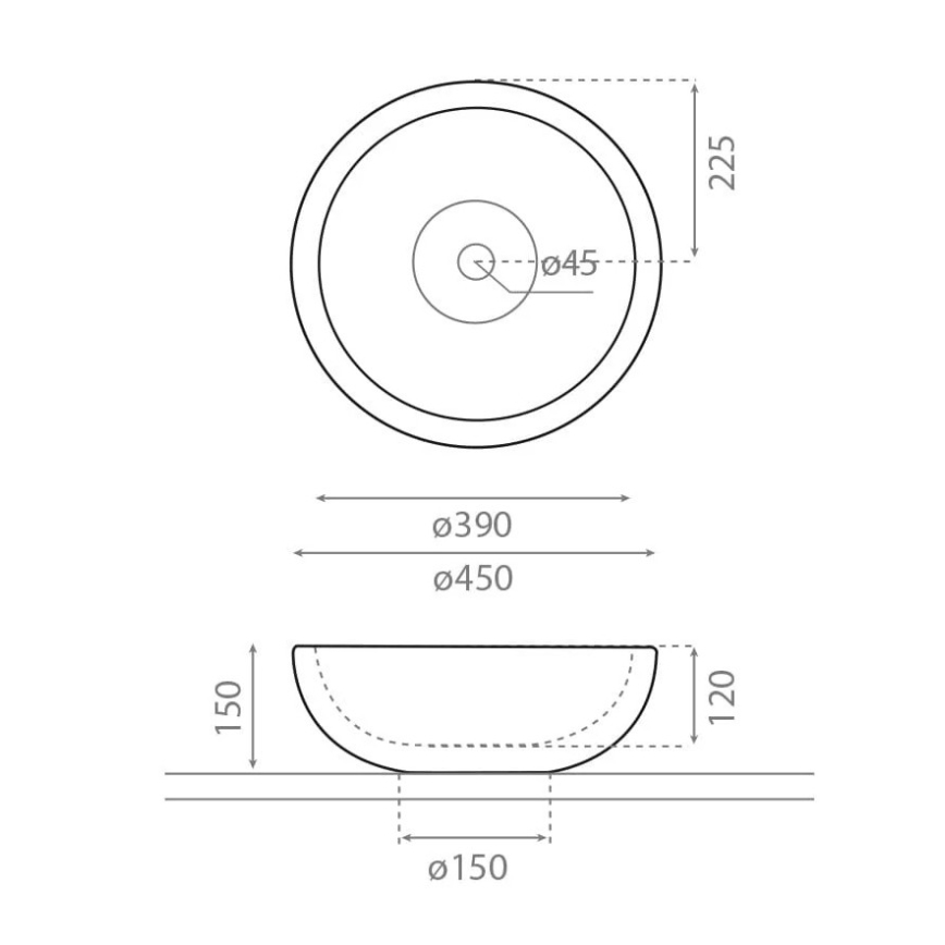 Bathco 00318 - PUKET virsmas uzstādāmā izlietne Ø 45 cm akmens/bēša
