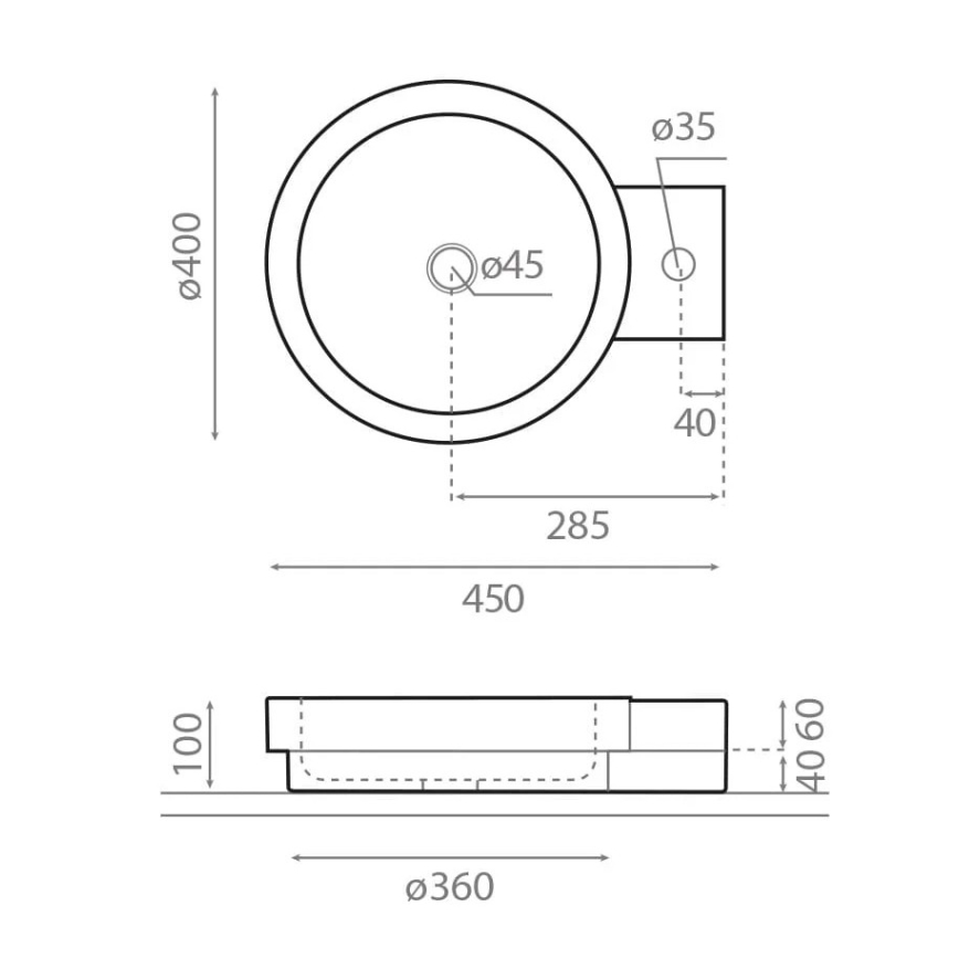 Bathco 00339 - Uz virsmas uzstādāma izlietne ICONO 40x45 cm akmens/pelēka