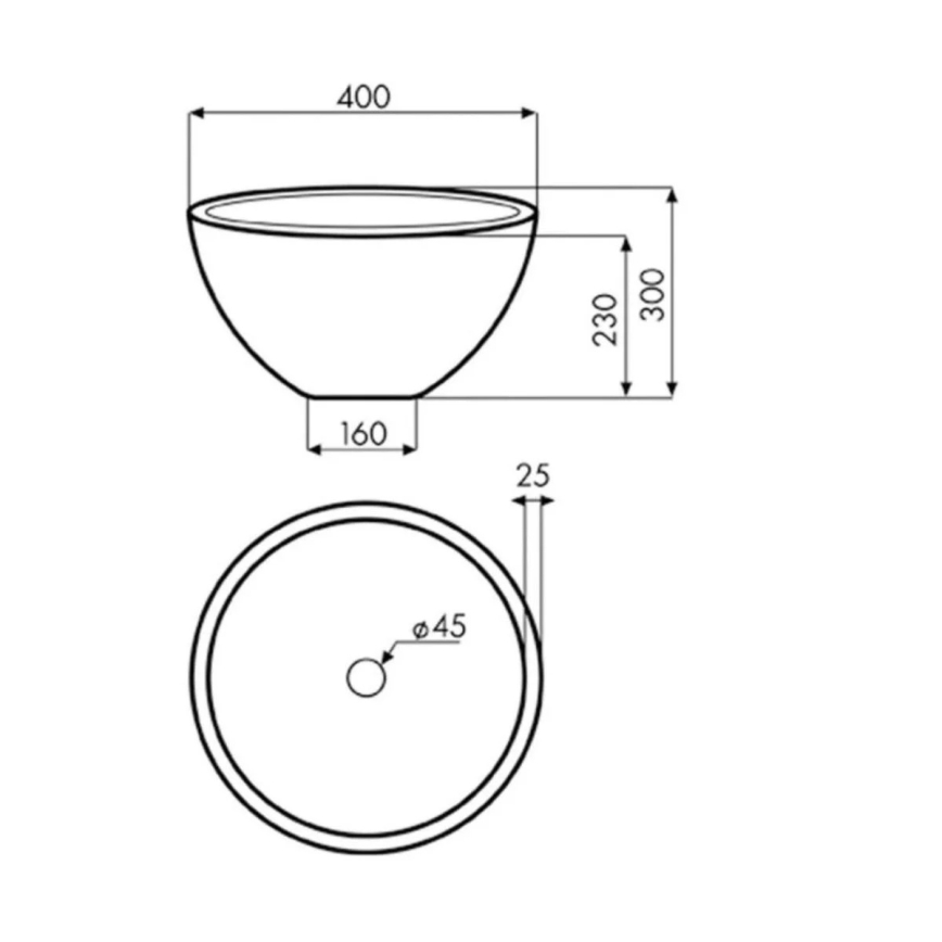 Bathco 00374 - Iebūvējama virsmas izlietne MIRAGE, Ø 40 cm, akmens/pelēks