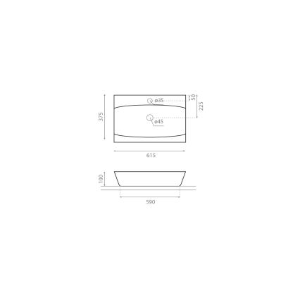 Bathco 0041 - Uzliekamā izlietne SARDINERO 61,5x37,5 cm porcelāns/balts
