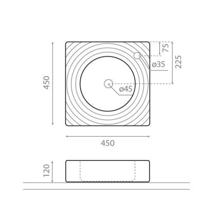 Bathco 0081 - Uz virsmas uzliekama izlietne GOTA 45x45 cm, porcelāns/balts