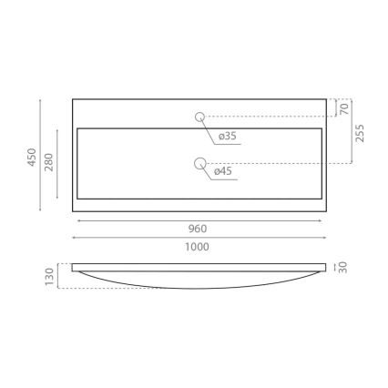 Bathco 0506 - Iebūvējamā izlietne MANHATTAN 100x45 cm sveķi/balta
