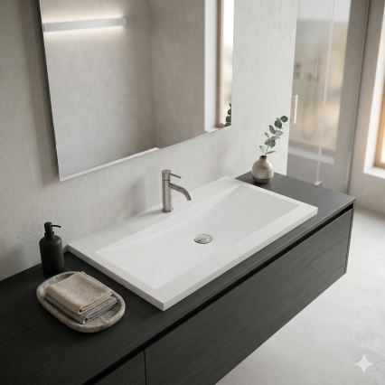 Bathco 0506 - Iebūvējamā izlietne MANHATTAN 100x45 cm sveķi/balta