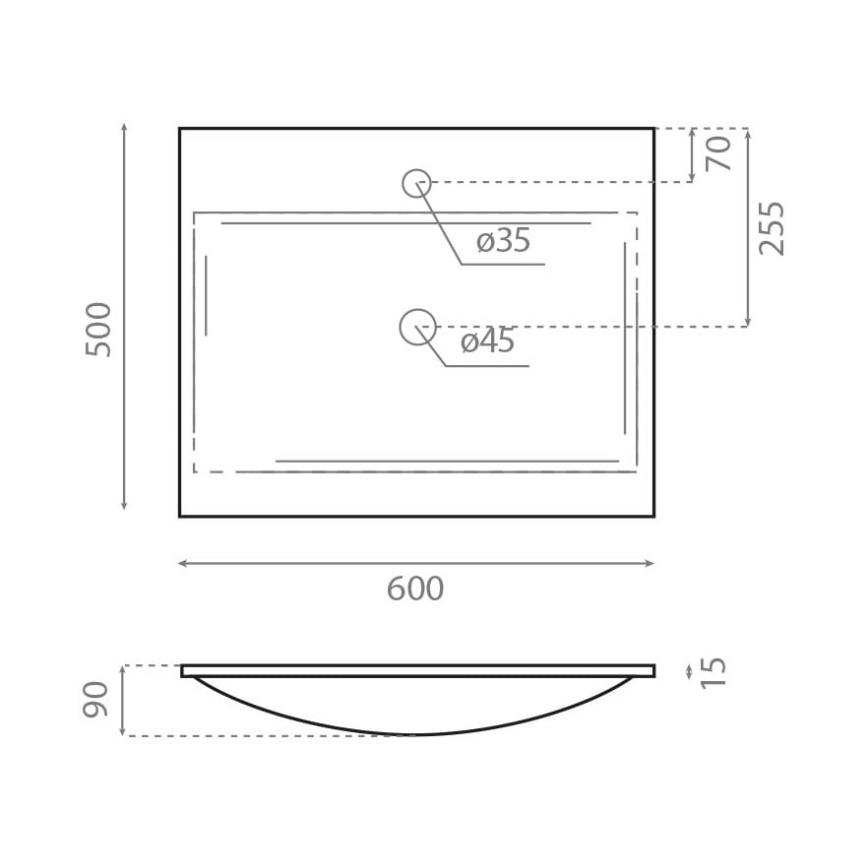 Bathco 0507 - Iebūvējama izlietne MONACO 60x50 cm sveķi/balta