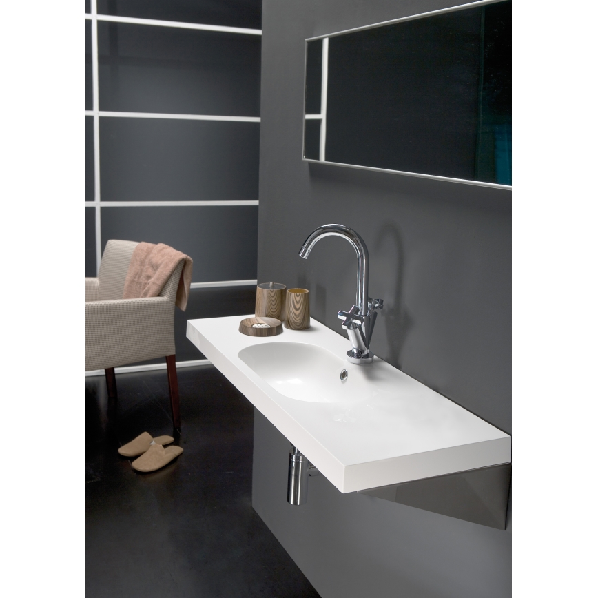 Bathco 0516 - Iebūvējamā izlietne ICE 60x35 cm sveķi/balta