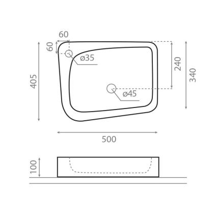 Bathco 4001 - Virsmas uzstādāmā izlietne ARAGON 50x40,5 cm porcelāns/balta