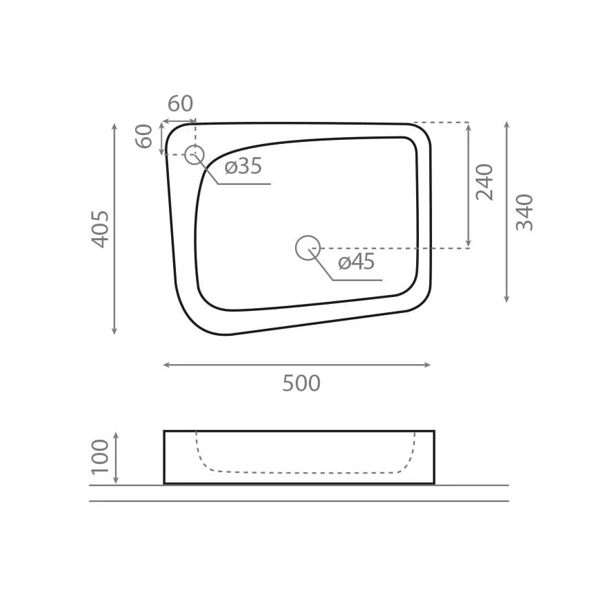 Bathco 4001 - Virsmas uzstādāmā izlietne ARAGON 50x40,5 cm porcelāns/balta