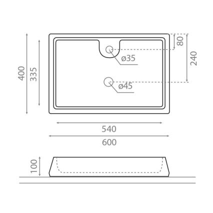 Bathco 4004 - Virsmas uzstādāmā izlietne GALICIA 60x40 cm porcelāns/balta
