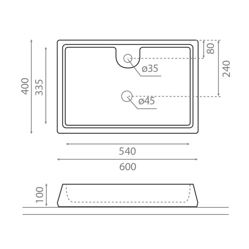 Bathco 4004 - Virsmas uzstādāmā izlietne GALICIA 60x40 cm porcelāns/balta
