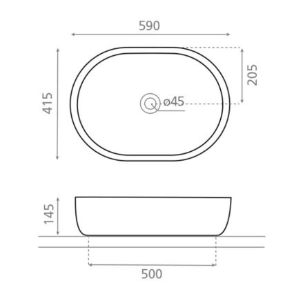 Bathco 4037 - Virsmas uzstādāma izlietne TOULOUSE 59x41,5 cm porcelāns/balta