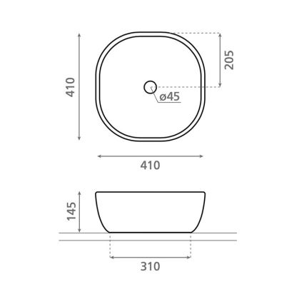 Bathco 4071 - OLEA uz virsmas uzstādāma izlietne 41x41 cm porcelāns/balta