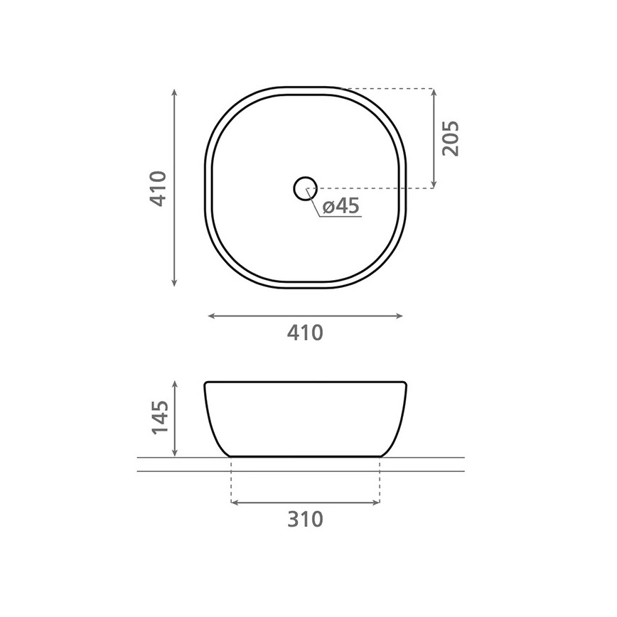 Bathco 4071 - OLEA uz virsmas uzstādāma izlietne 41x41 cm porcelāns/balta