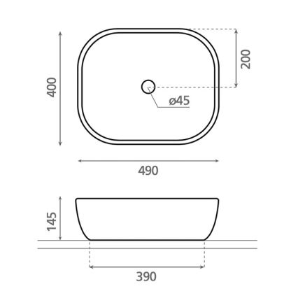 Bathco 4072 - OLEA virsmas uzstādāma izlietne 49x40 cm porcelāns/balts