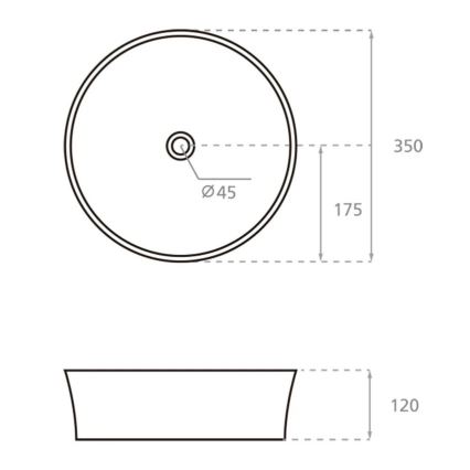Bathco 4086 - Uz virsmas uzstādāma izlietne VOLTA, Ø 35 cm, porcelāns/balts