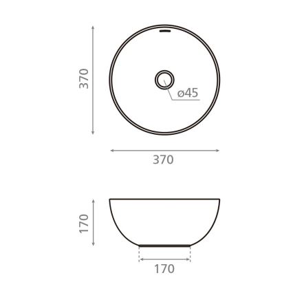 Bathco 4131 - Virsmas uzstādāma izlietne BARI Ø 37 cm, porcelāns/balts