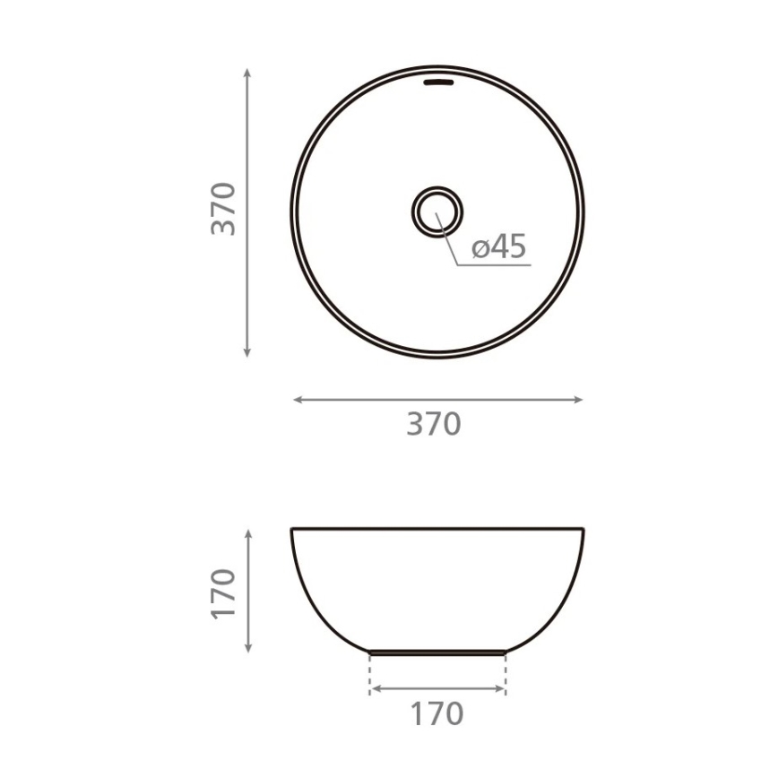 Bathco 4131 - Virsmas uzstādāma izlietne BARI Ø 37 cm, porcelāns/balts