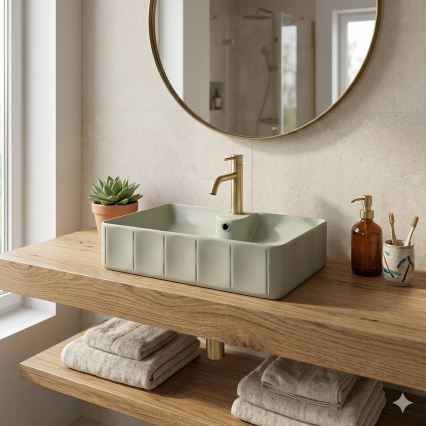 Bathco 4161 - Uz virsmas uzstādāma izlietne CIRCUS 61x40,5 cm porcelāns/bēšs