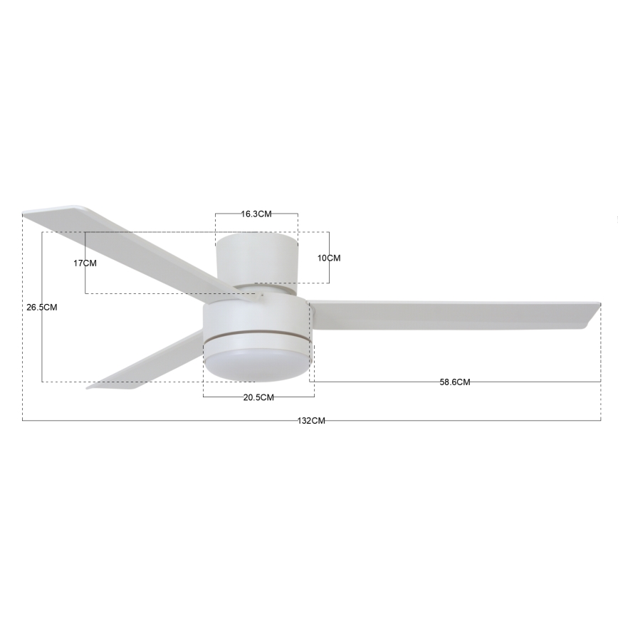 BAYSIDE 213036 - LED Griestu ventilators LAGOON GX53/17W/230V balta + tālvadības pults