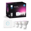 Bāzes komplekts Philips Hue WHITE AND COLOR AMBIANCE 3xGU10/4,2W/230V 2000-6500K + Hue Bridge un Hue Dimmer Switch