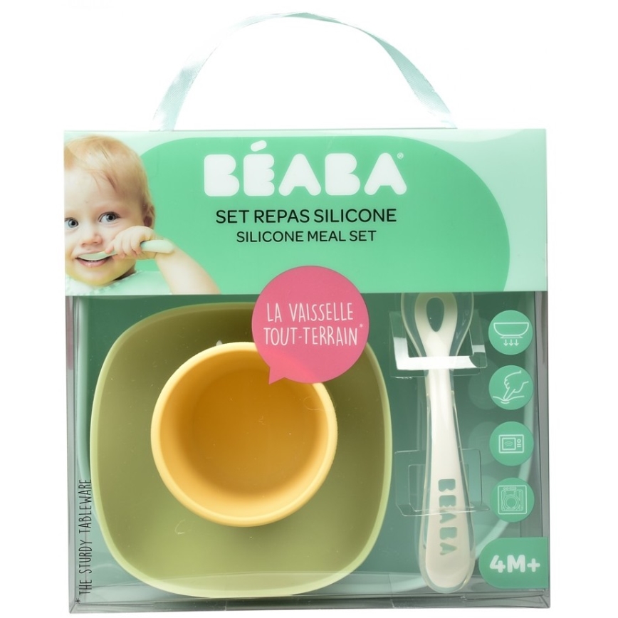 Beaba - Bērnu trauku komplekts Yellow 4 gab