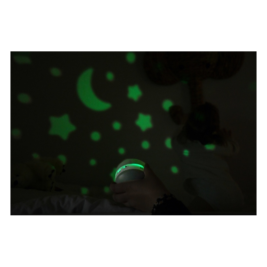 Beaba - PIXIE projektors ar melodiju, USB/5V, 1300 mAh, zaļš