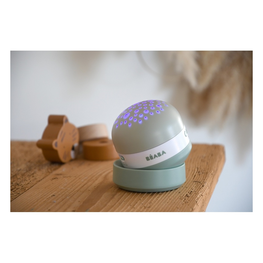 Beaba - PIXIE projektors ar melodiju, USB/5V, 1300 mAh, zaļš