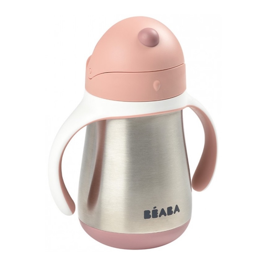 Beaba - Termoizolēta krūze ar salmiņu 250 ml, rozā