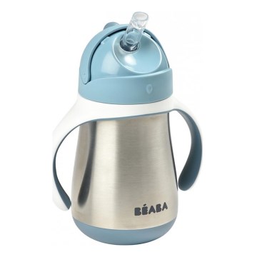 Beaba - termoizolēta krūzīte ar salmiņu, 250 ml, zila