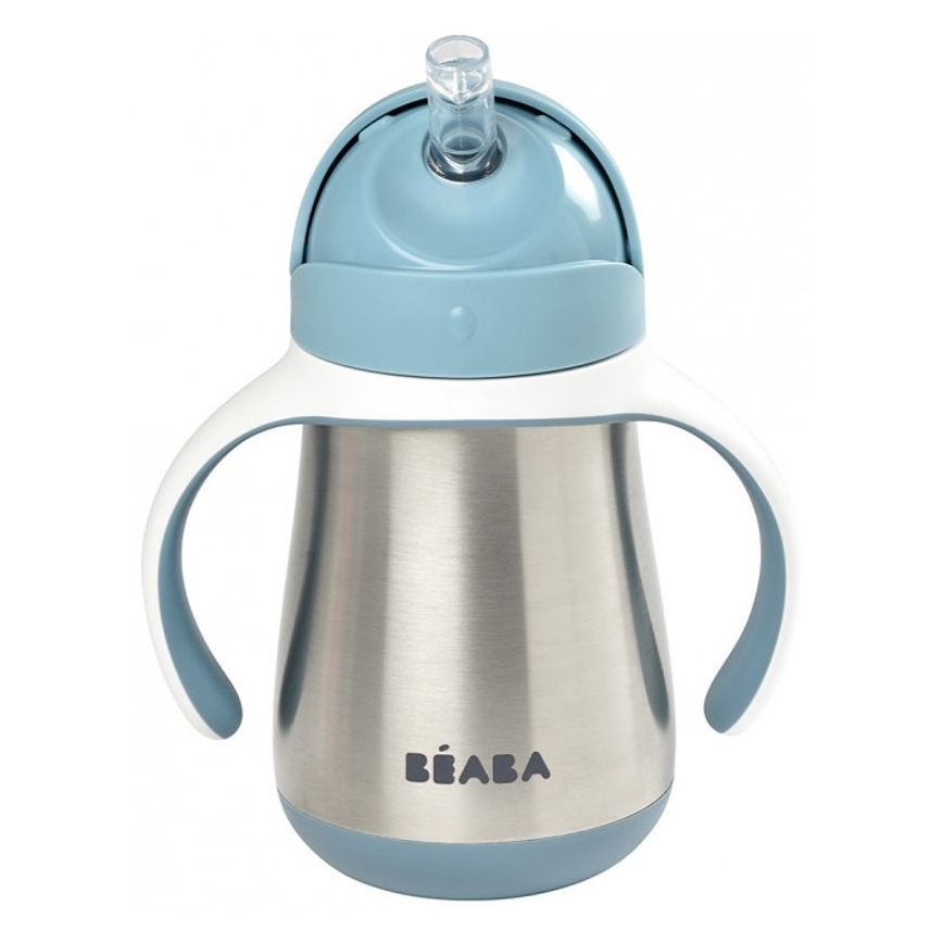 Beaba - termoizolēta krūzīte ar salmiņu, 250 ml, zila