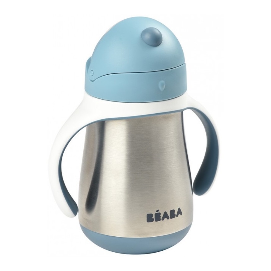 Beaba - termoizolēta krūzīte ar salmiņu, 250 ml, zila