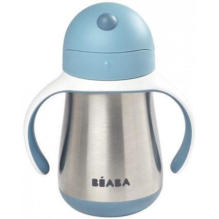 Beaba - termoizolēta krūzīte ar salmiņu, 250 ml, zila