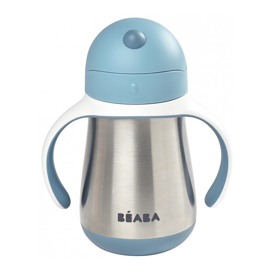 Beaba - termoizolēta krūzīte ar salmiņu, 250 ml, zila