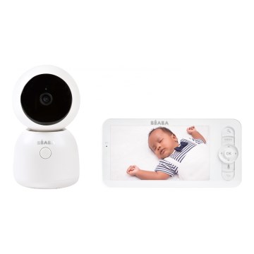 Beaba - Viedā uzlādējamā bērnu uzrauga ar ZEN NIGHT 720p monitoru, 5V, 4000 mAh, Wi-Fi, balta