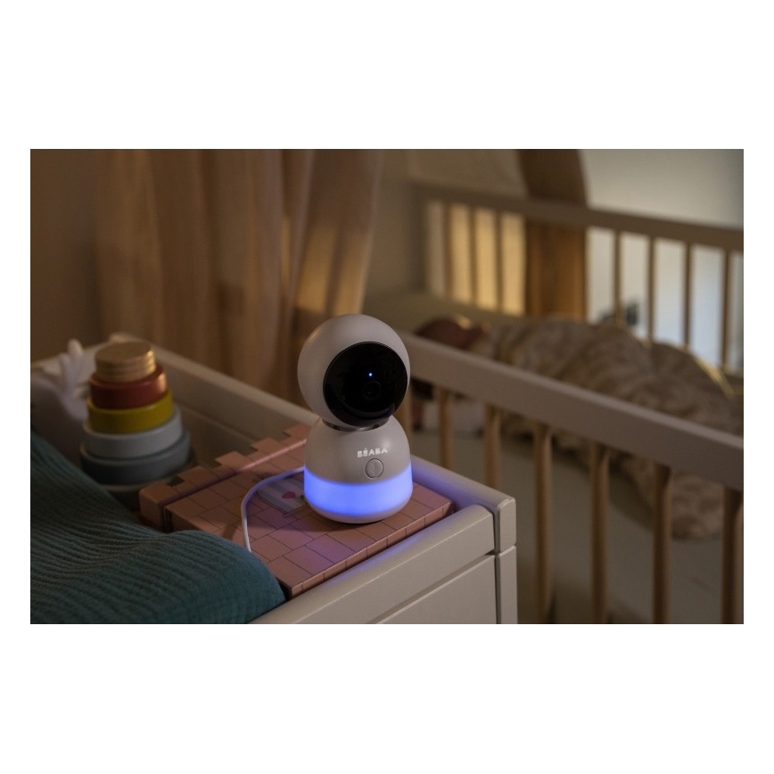 Beaba - Viedā uzlādējamā bērnu uzrauga ar ZEN NIGHT 720p monitoru, 5V, 4000 mAh, Wi-Fi, balta