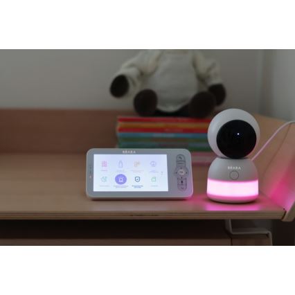 Beaba - Viedā uzlādējamā bērnu uzrauga ar ZEN NIGHT 720p monitoru, 5V, 4000 mAh, Wi-Fi, balta