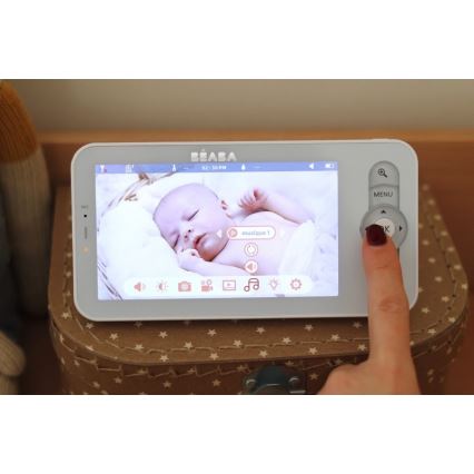 Beaba - Viedā uzlādējamā bērnu uzrauga ar ZEN NIGHT 720p monitoru, 5V, 4000 mAh, Wi-Fi, balta