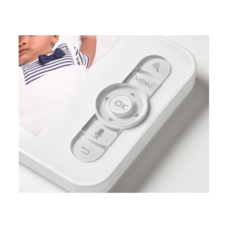 Beaba - Viedā uzlādējamā bērnu uzrauga ar ZEN NIGHT 720p monitoru, 5V, 4000 mAh, Wi-Fi, balta