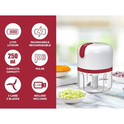 Beper - Uzlādējamais pārtikas sasmalcinātājs 30W/5V 1500 mAh 250 ml