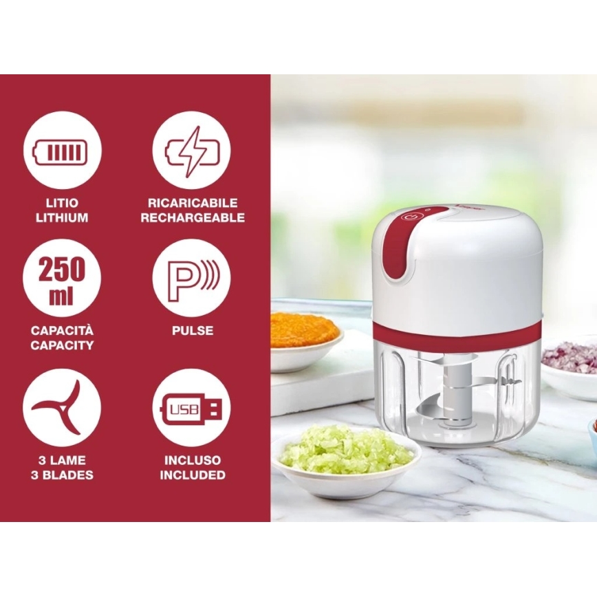 Beper - Uzlādējamais pārtikas sasmalcinātājs 30W/5V 1500 mAh 250 ml