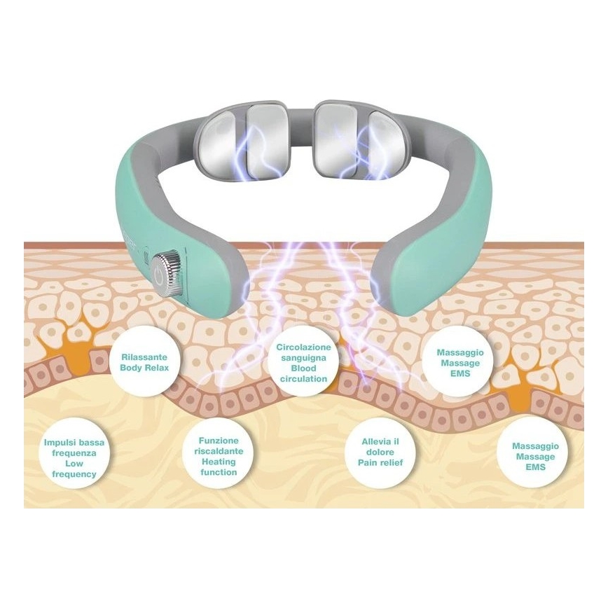 Beper - Uzlādējams EMS kakla masāžas aparāts, 5V/900 mAh, mint krāsā