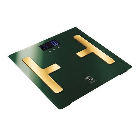 BerlingerHaus - Ķermeņa svari ar LCD ekrānu 2xAAA zaļs/zelta