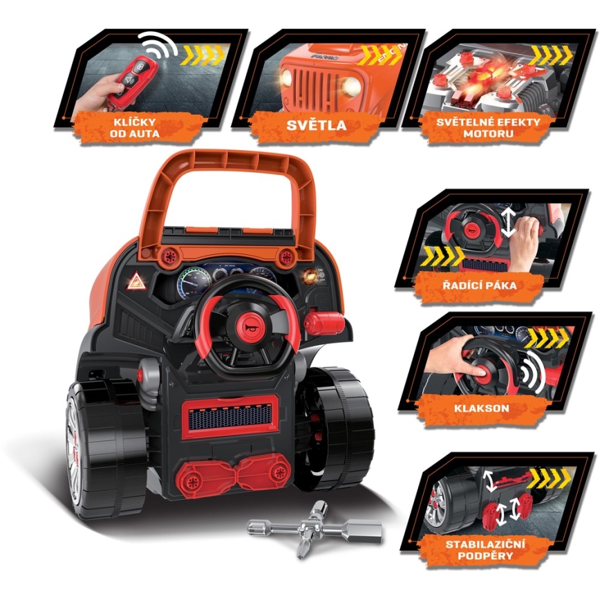 Bērnu autoserviss 3xAAA + 1xCR2025 oranža/pelēka